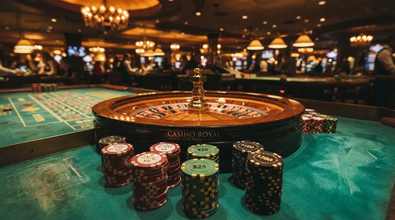Rulettehjul og sjetonger på grønn filt i varmt kveldslys — beste bonuser på norske casinoer